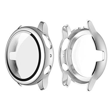Imagem de Capa de Placa PC Rígida com Protetor Tela Vidro Temperado HD Cobertura Total Protetora Fina Borda Transparente Shell Substituição para Galaxy Watch Active 2