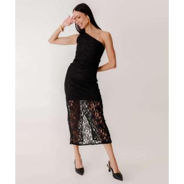 Imagem de Vestido Longo Feminino Renda Ombro Só Marisa-35027, Preto, P