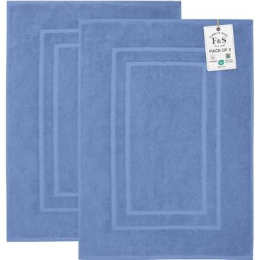 Imagem de Feather & Stitch 2 peças tapetes de banho tipo toalha (76 x 53 cm) Tapete felpudo 100% algodão para hotel, spa, tapetes de chuveiro [NÃO é um tapete de banheiro], tapetes laváveis macios absorventes