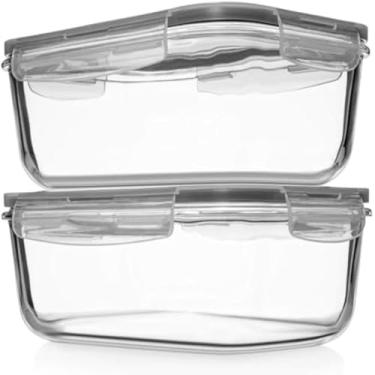 Imagem de Pote de vidro hermetico para alimentos com tampa de silicone preto, grande, elegante.