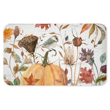 Imagem de Harvest Home Sketchbook Tapete antifadiga para chão, ergonômico acolchoado para cozinha e tapete de pé com suporte antiderrapante, tapete de conforto ecológico, design por Livi And Finn, 76 cm x 45 cm