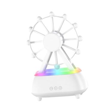 Imagem de FLCPJGV Umidificador de ar com difusor de óleos essenciais giratório de 300ml com luzes LED, umidificador para quarto com alto-falante para mesa, SPA e, Branco