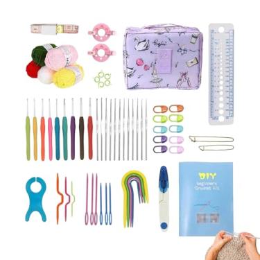 Imagem de Jogo De Agulhas Para Crochê - Ferramentas Artesanais de Tricô Portáteis,Acessórios De Crochê Para Viagem | Para Adultos Praticantes Professores De Arte Atividade Em Grupo Aniversário Natal Passatempo