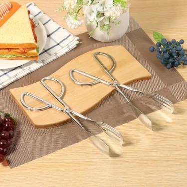 Imagem de DJAPWPX Pacote com 2 pinças de buffet, pinças de salada de aço inoxidável, pinças de servir para buffet de festa, catering, espessamento, comida, salada, bolo, pão, cozinha