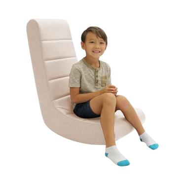 Imagem de Balancim de piso macio juvenil, cadeira de jogos leve para crianças, móveis infantis ótimos para presentes de férias e projetada para jogar videogame, ler e assistir TV - bege