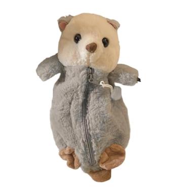 Imagem de Fenteer Estojo de pelúcia para lápis, maquiagem, canetas e marcadores, estojo portátil para artigos de papelaria, bolsa de pelúcia para giz de cera, canetas, Lontra Marinha