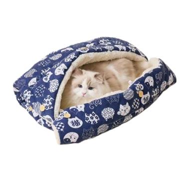 Imagem de Lomysoali Cama de dormir dobrável e quente para gatos, saco de dormir multifuncional, túnel, almofada térmica espessa para animais de estimação para gatinho, coelhinho, cachorro pequeno, papel kraft