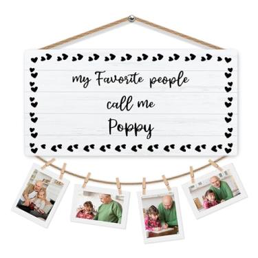 Imagem de iEFEY Porta-retratos de madeira para pendurar papoula, presentes para vovôs de netos Grandchikdren, presente para pais, melhor avô, suporte para fotos para pendurar na parede, 30,5 x 15,2 cm