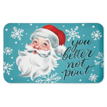 Imagem de Tapete antifadiga Better Not Pout Anti-Fadiga de Papai Noel, ergonômico acolchoado para cozinha e tapete de pé com suporte antiderrapante, tapete confortável ecológico, design por Caverly Smith, 76 cm