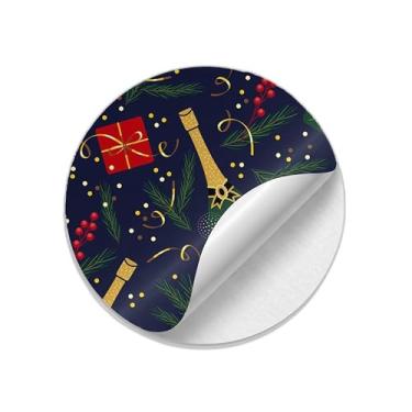 Imagem de Ladrilho Decorativo de Cerâmica com Estampa Garrafa de Champanhe e Galhos de Natal