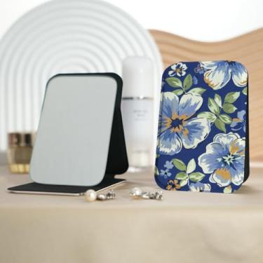 Imagem de Espelho de maquiagem portátil série floral de pintura a óleo, mini espelho de maquiagem portátil dobrável, espelho de contorno quadrado portátil vertical, adequado para todos em várias ocasiões