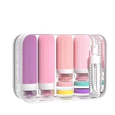 Imagem de Udihch Pacote com 16 garrafas de viagem portáteis de 97 g, recipientes de higiene de silicone à prova de vazamento aprovados pela TSA, recarregáveis, espremíveis para xampu, condicionador, colônia