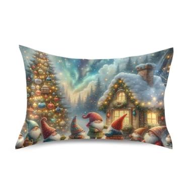 Imagem de Christmas Gnomos Tree King Queen Standard Pillow Shams Cetim Cool Bed Pillow Care Skin Care King Size 101.6 cm x 50.8 cm