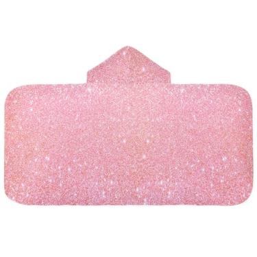 Imagem de Joisal Toalhas de banho de bebê com glitter rosa com capuz ultra absorvente essencial para banho de bebê toalha de piscina vestível 127 x 50 centímetros