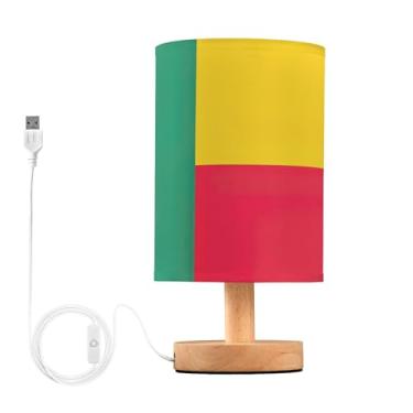 Imagem de Joisal Lâmpada pequena com bandeira do Benim para mesa de cabeceira, abajur de mesa de cabeceira, abajur de linho, lâmpadas pequenas para espaços pequenos, decoração de quarto aconchegante