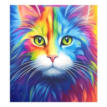 Imagem de Arco-íris Gato Magnético Máquina de Lavar Louça Decoração Porta Frontal, Capa Decorativa de Lava-Louças 58 cm L x 66 cm A