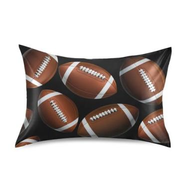 Imagem de American Footballs Preto Marrom Cetim Fronhas Floral Arte Fofa Refrescante King Queen Travesseiros Padrão Fronha Macia para Cama Tamanho Padrão 66.0 cm x 50.8 cm
