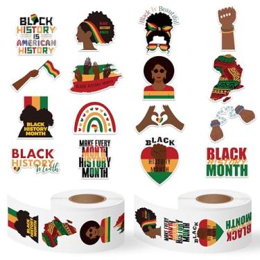 Imagem de A1diee Adesivos de rolo do mês da história negra - 1000 peças com 16 padrões adesivos à prova d'água do Dia da Liberdade Afro-Americana, decoração de festa patriótica do mês da história negra para