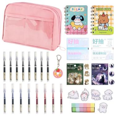 Imagem de Gryast Kit completo de diário de lixo – Suprimentos de álbum de recortes tudo-em-um com alfinetes, canetas, adesivos, cadernos e muito mais | Materiais de diário criativo para manter a memória (rosa)