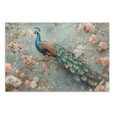 Imagem de Quebra-cabeças de fantasia rosa flor de pavão para adultos com letras nas costas quebra-cabeças 500 peças