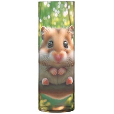 Imagem de Vasos de flores cilíndricos para buquê hamster animal fofo vaso de flores alto de plástico personalizado vasos exclusivos para decoração de casa, 30 cm x 9,9 cm