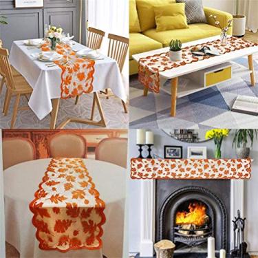 Imagem de Phefop Toalha de Mesa de Outono, Toalha de Mesa à Prova de Folhas de Bordo, Corredor de de Renda, Estação de Colheita, Decoração de para Ação de Graças, Casa de Campo, de de Outono, Elegante (Cores
