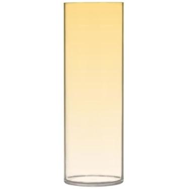 Imagem de Vasos de flores cilíndricos para centros de mesa gradiente amarelo ombré, vaso grande, fofo, personalizado, decoração de quarto, estética, 30 x 9,9 cm