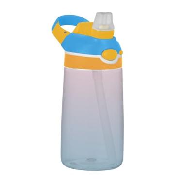 Imagem de Garrafa de água infantil azul saxofone rosa blush 473 ml garrafa de água de plástico à prova de vazamento com tampa de canudo Tritan copos de viagem reutilizáveis para crianças, portátil, alça de