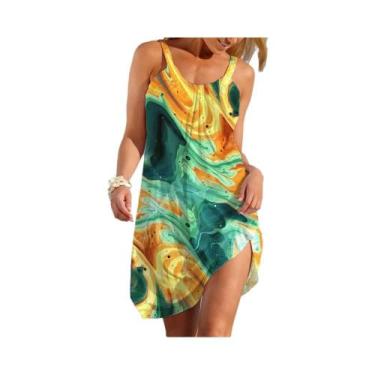 Imagem de Vestido Slip Étnico Boho Feminino Casual De Verão Saia Solta Para Uso 