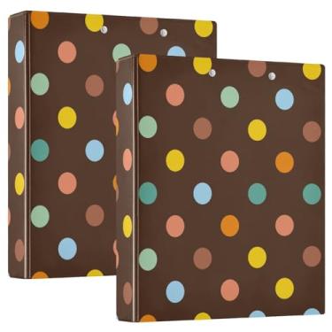 Imagem de Fichários coloridos de bolinhas com 3 anéis, fichário grande, pacote com 2 fichários de plástico com 3 anéis