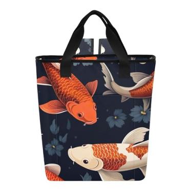 Imagem de Cooler for Travel Mochila impermeável com estampa colorida de peixe Koi, 36 latas, bolsa térmica macia para viagens