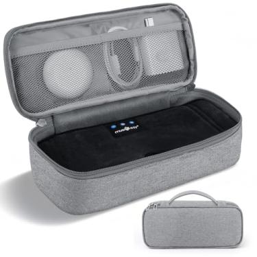 Imagem de MUSICOZY Estojo de armazenamento de viagem para máscara de dormir Bluetooth e eletrônicos, bolsa organizadora de poliéster com bolsos divisórias, divisórias ajustáveis, design resistente a impactos