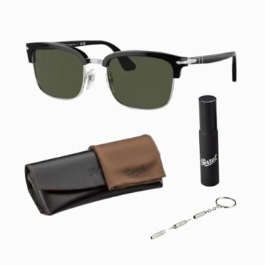 Imagem de Persol Óculos de sol retangulares PO3327S com kit oficial de óculos