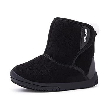 Imagem de Botas de Neve para Meninos e Meninas BMCiTYBM Botas de Inverno Quentes Forradas com Pele de Inverno (Bebê/Criança/Criança Pequena), C/Black, 12-18 Months Toddler