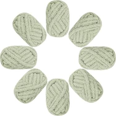 Imagem de Aeelike Cobertor grosso de fio grosso, #8 Matcha Verde Extra Jumbo Grosso para tricô à mão, fios grandes de chenille macio e macio sem nós para crochê de malha de dedo, pacote com 8 (200 m 1,8 g)