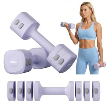 Imagem de Conjunto de 2 halteres ajustáveis - Conjunto de halteres 4 em 1 de ajuste rápido para mulheres, cada conjunto de pesos de mão de 2,2 3,3 4 4,4 kg para academia em casa e treinamento ao ar livre