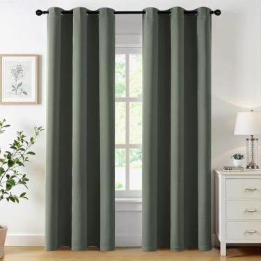 Imagem de MIULEE Cortinas blackout Dark Mallard para quarto, sala de estar, 2 painéis, 2 painéis, cortinas de escurecimento de ambiente com isolamento térmico, ilhós sólidos, redução de ruído, bloqueio de luz