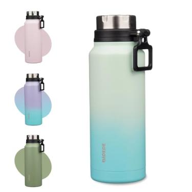 Imagem de BJPKPK Garrafa de água isolada de 1,134 g com alça de aço inoxidável livre de BPA, garrafa de água grande reutilizável, menta
