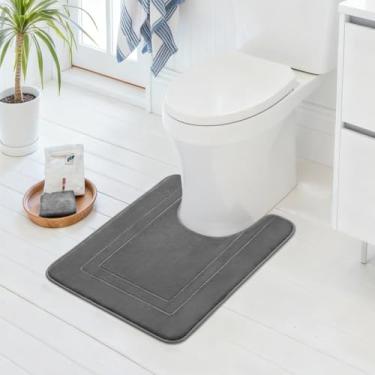 Imagem de Cupic Cupid Tapete de banho de espuma viscoelástica super macio, tapetes de banheiro cinza profundo, tapetes de banheiro antiderrapantes para o chão do banheiro, tapetes laváveis à máquina para