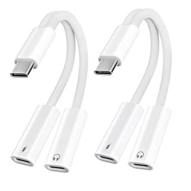 Imagem de Divisor USB C 1 entrada 2 saídas, carregador USB C duplo e adaptador de fone de ouvido, divisor USBC PD 60W carregamento rápido, adaptador de áudio tipo C, cabo dongle USB-C para Apple iPhone 15 16 17