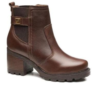 Imagem de Bota Feminina em Couro Elástico Calce Fácil Pegada 281309 Marrom-Feminino