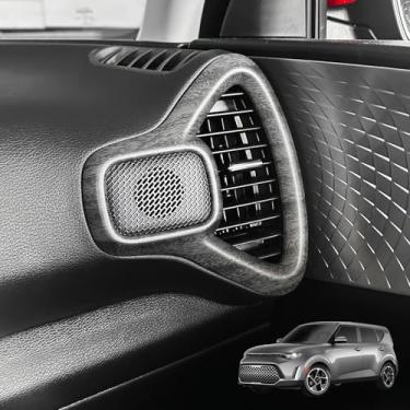 Imagem de JUIVEEL Tampa de saída de saída de ar de ambos os lados, fonte do painel lado esquerdo direito capa de moldura de saída de ar CA compatível com acessórios Kia Soul 2020-2025 (estilo grão de madeira)