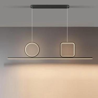 Imagem de Novo lustre de LED para mesa de jantar, estilo minimalista e moderno, ideal para cafeteria, bar, escritório ou quarto. Lustre personalizado (preto, 100 cm).