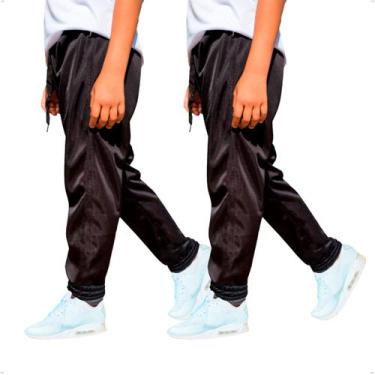 Imagem de KIT 2 Calças Jogger Helanca Infantil Agasalho Flanelado Inverno Bolso 