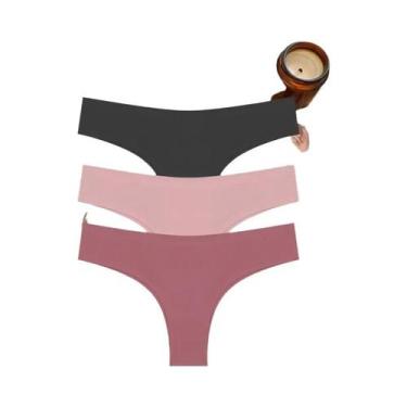 Imagem de Conjunto De 3 Calcinhas Femininas Sem Costura Em Seda Gelada Respiráve
