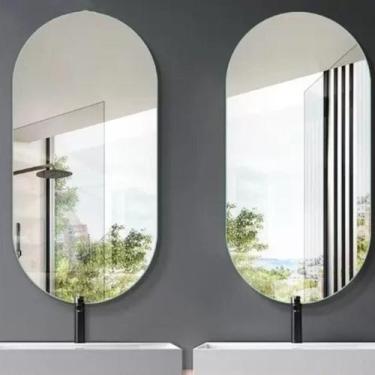 Imagem de Espelho Decorativo Oval de Parede Para Banheiro Sala Hall - Demoglass,