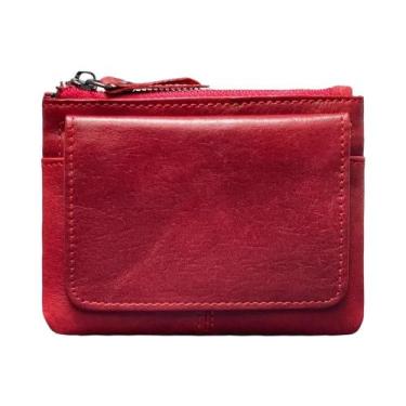 Imagem de Carteira De Couro Slim RFID Para Homens, Pequeno Porta-Cartões Com Bol