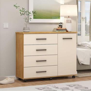 Imagem de Cômoda Ambiente Flora 4 Gavetas Cinamon Touch Off White - Demóbile - D