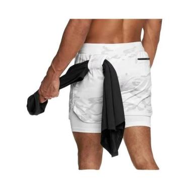 Imagem de Shorts Masculinos Camo De Secagem Rápida 2 Em 1 Para Academia, Corrida