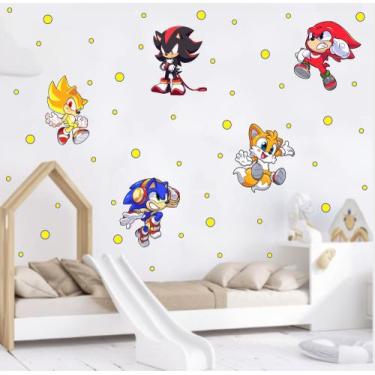 Imagem de adesivo de parede sonic game jogos filme desenho infantil decoração qu